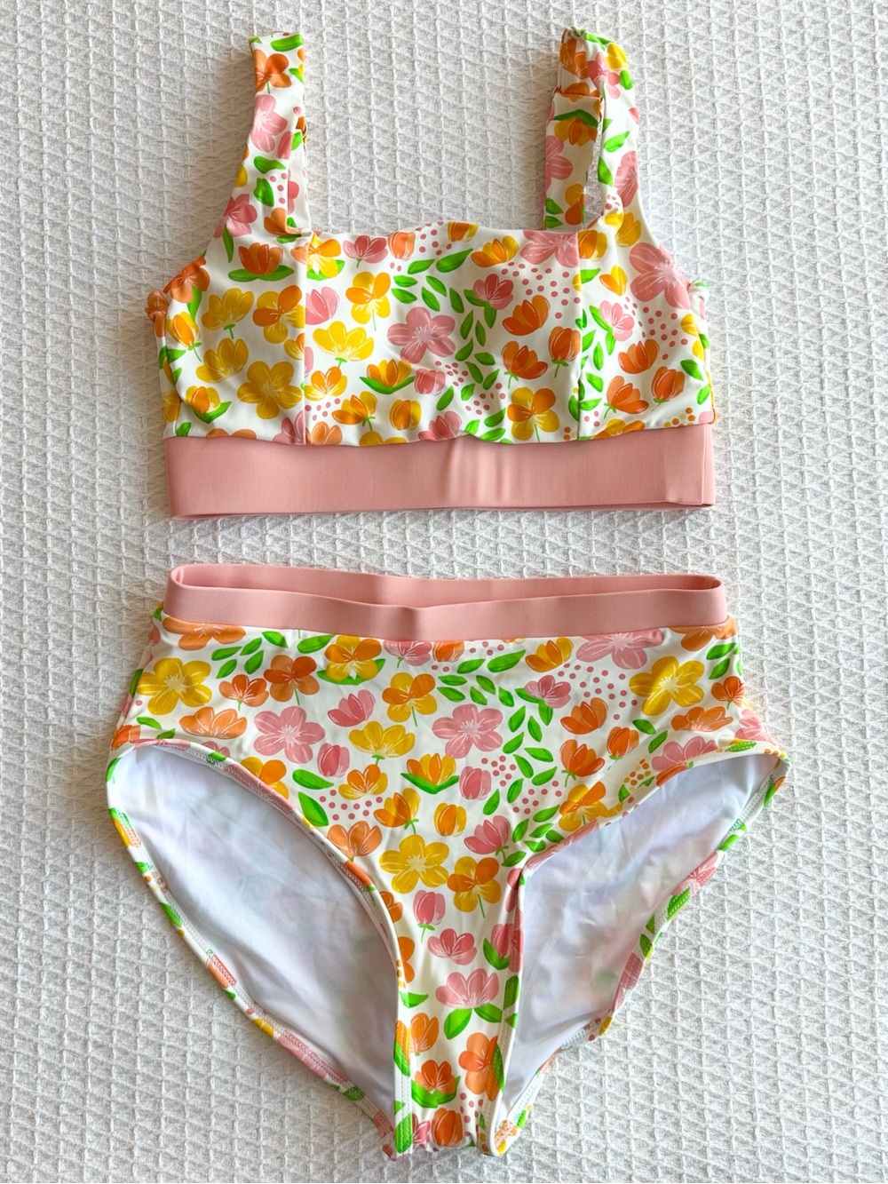 BRAND NEW Desert Sage Pink Floral High-Waist Bikini (medium top & large bottom)